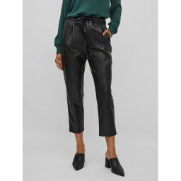 Vila Műbőr nadrág Nille 14076738 Fekete Regular Fit
