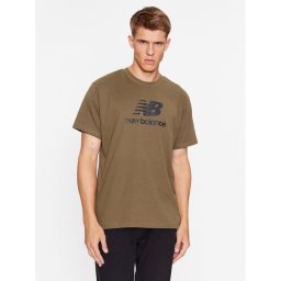 New Balance Póló Essentials Stacked Logo Cotton Jersey Short Sleeve T-shirt MT31541 Barna Regular Fit