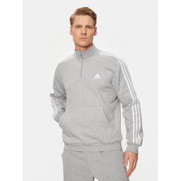 adidas Pulóver Essentials Fleece 3-Stripes IJ8905 Szürke Regular Fit