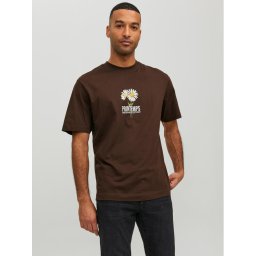 Jack&Jones Póló Flores 12228776 Barna Loose Fit