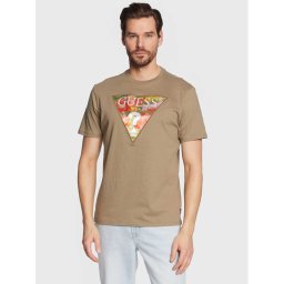 Guess Póló Abstract Logo M3GI57 K9RM1 Zöld Slim Fit