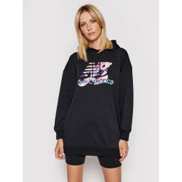 New Balance Kötött ruha Athletics Erin Loree Hoodie WD11506 Fekete Oversize