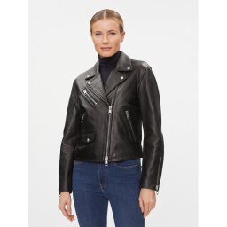 Tommy Hilfiger Bőrkabát Perfecto WW0WW39943 Fekete Slim Fit