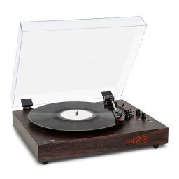 auna TT-Classic Chrono, lemezjátszó, porvédő, Bluetooth, mellékelve hangszórók, 33/45/78 fordulat/perc (TT-202LD)