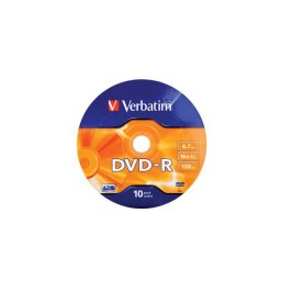 DVD-R lemez, 4,7GB, 16x, 10 db, zsugor csomagolás, VERBATIM