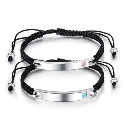 Gravírozható nemesacél-paracord karkötő szett - ezüst