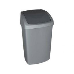 Billenős szemetes, 50 l, CURVER \Swing top\, ezüst/grafit