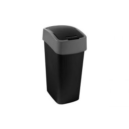 Billenős szemetes, 45 liter, CURVER \Pacific flip bin\, fekete/ezüst