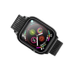 USAMS ZB68IW1 Apple Watch fekete mágneses fémszíj és tok (44MM)