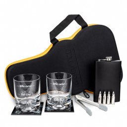 Whisky készlet gitártartóban, felíratos poharakkal - Froster
