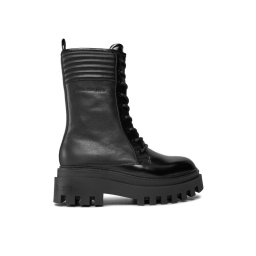 Calvin Klein Jeans Bokacsizma Flatform Knee Boot Laceup Lth Wn YW0YW01137 Fekete
