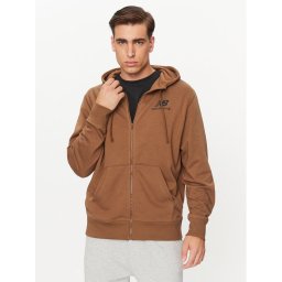 New Balance Pulóver Essentials Stacked Logo French Terry Jacket MJ31536 Barna Regular Fit