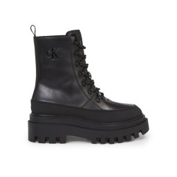 Calvin Klein Jeans Bokacsizma Flatform Lace Up Boot Lth YW0YW01110 Fekete