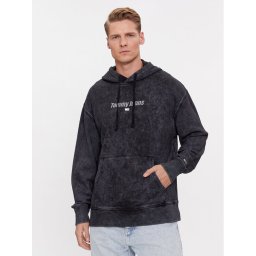 Tommy Jeans Pulóver Washed Linear DM0DM17787 Fekete Relaxed Fit