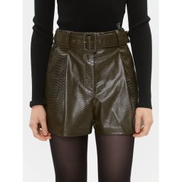 TWINSET Műbőr rövidnadrág 232TT2233 Zöld Regular Fit