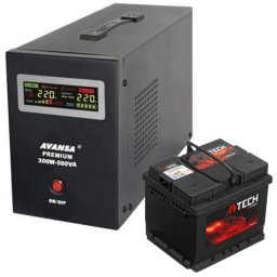 Tartalék tápegység keringető szivattyúkhoz AVANSA UPS 300W 12V + akkumulátor (45Ah szünetmentes táp kazánhoz)