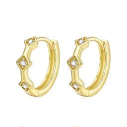18k Gold filled karika fülbevaló, cirkónia kristályokkal