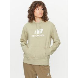 New Balance Pulóver Essentials Stacked Logo Hoodie WT31533 Zöld Regular Fit
