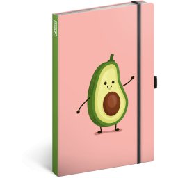 Keménytáblás notesz vonalas krémszínű lapokkal leszorító gumiszalaggal Avocado 130x210mm, Presco