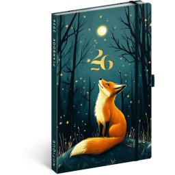 Keménytáblás notesz krémszínű lapokkal leszorító gumiszalaggal Fox 130x210mm, Presco