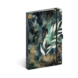 Keménytáblás notesz vonalas krémszínű lapokkal leszorító gumiszalaggal Eucalyptus 130x210mm, Presco
