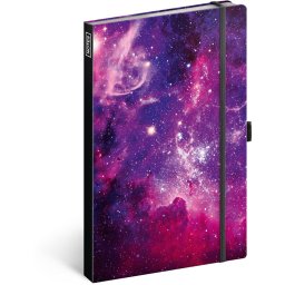 Keménytáblás notesz vonalas krémszínű lapokkal leszorító gumiszalaggal Galaxy 130x210mm, Presco