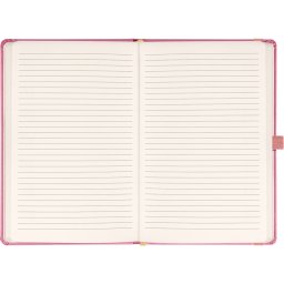 Keménytáblás notesz vonalas krémszínű lapokkal leszorító gumiszalaggal Pink 130x210mm, Presco