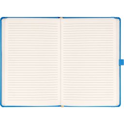 Keménytáblás notesz vonalas krémszínű lapokkal leszorító gumiszalaggal Blue 130x210mm, Presco