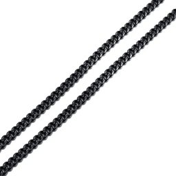Lapított láncszemes nemesacél nyaklánc (60 cm - 3 mm) - Fekete