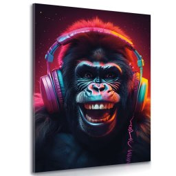 Kép gorilla fülhallgatóval