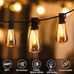 Kültéri napelemes szolár LED fényfüzér, villanykörte design, 10 LED, 10 m hosszú