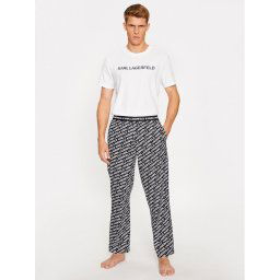 KARL LAGERFELD Pizsama Printed Pj T-Shirt Set 225M2100 Fehér Regular Fit