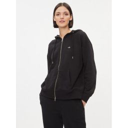 Gant Pulóver Rel Shield Zip Hoodie 4204665 Fekete Relaxed Fit
