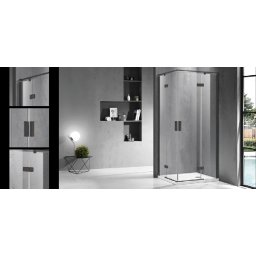 Wellis Murano kĂŠt nyĂ­lĂłajtĂłs 90x90 szĂśgletes zuhanykabin - matt fekete Easy Cleannel