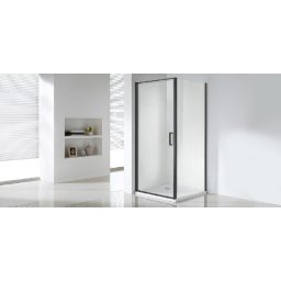 Wellis Quadrum Black 90x90x190 egy nyĂ­lĂłajtĂłs szĂśgletes zuhanykabin - matt fekete Easy Cleannel