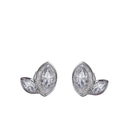 Ezüst levelek fülbevaló, cirkónia kövekkel