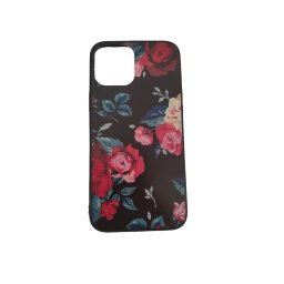 Iphone 12 Pro Max 3D virágmintás fekete tok