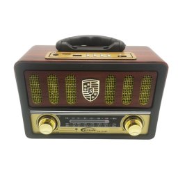 Akkumulátoros USB és AUX csatlakozós FM/AM/SW rádió, MP3 lejátszó távirányítóval, sötétbarna