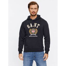 Gant Pulóver Crest Hoodie 2006069 Fekete Relaxed Fit