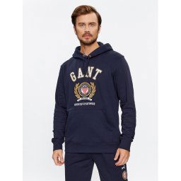 Gant Pulóver Crest Hoodie 2006069 Sötétkék Relaxed Fit
