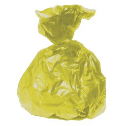 Polietilén zsák környezetbarát, újrahasznosított anyagból, sárga, 70 x 110 cm (135 l)