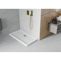Mexen Slim zuhanytálca 130 x 70 cm, fehér + szifon arany - 40107013G Zuhanytálca