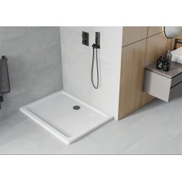 Mexen Slim zuhanytálca 110 x 80 cm, fehér + szifon fekete - 40108011B Zuhanytálca