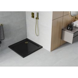 Mexen Slim zuhanytálca 100 x 100 cm, fekete+szifon arany- 40701010G Zuhanytálca