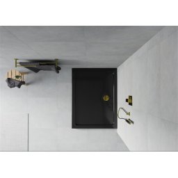 Mexen Slim zuhanytálca 120 x 80 cm,fekete + szifon arany - 40708012G Zuhanytálca