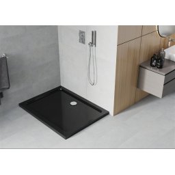 Mexen Slim zuhanytálca 140 x 90 cm,fekete + szifon króm - 40709014 Zuhanytálca