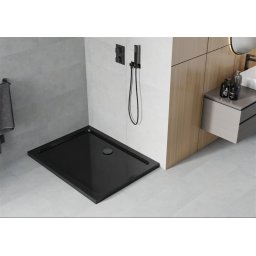 Mexen Slim zuhanytálca 140 x 90 cm,fekete + szifon fekete - 40709014B Zuhanytálca
