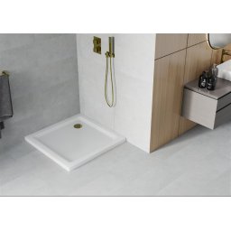 Mexen Slim zuhanytálca 70 x 70 cm, fehér+szifon arany - 40107070G Zuhanytálca