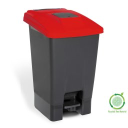 Planet Szelektív hulladékgyűjtő konténer, műanyag, pedálos, antracit/piros, 100L