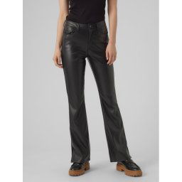 Vero Moda Műbőr nadrág Selma 10300195 Fekete Flared Fit